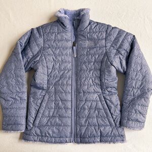 The North Face Jacket Girls Size L 14/16 Blue Mossbud Reversible Fleece Puffer